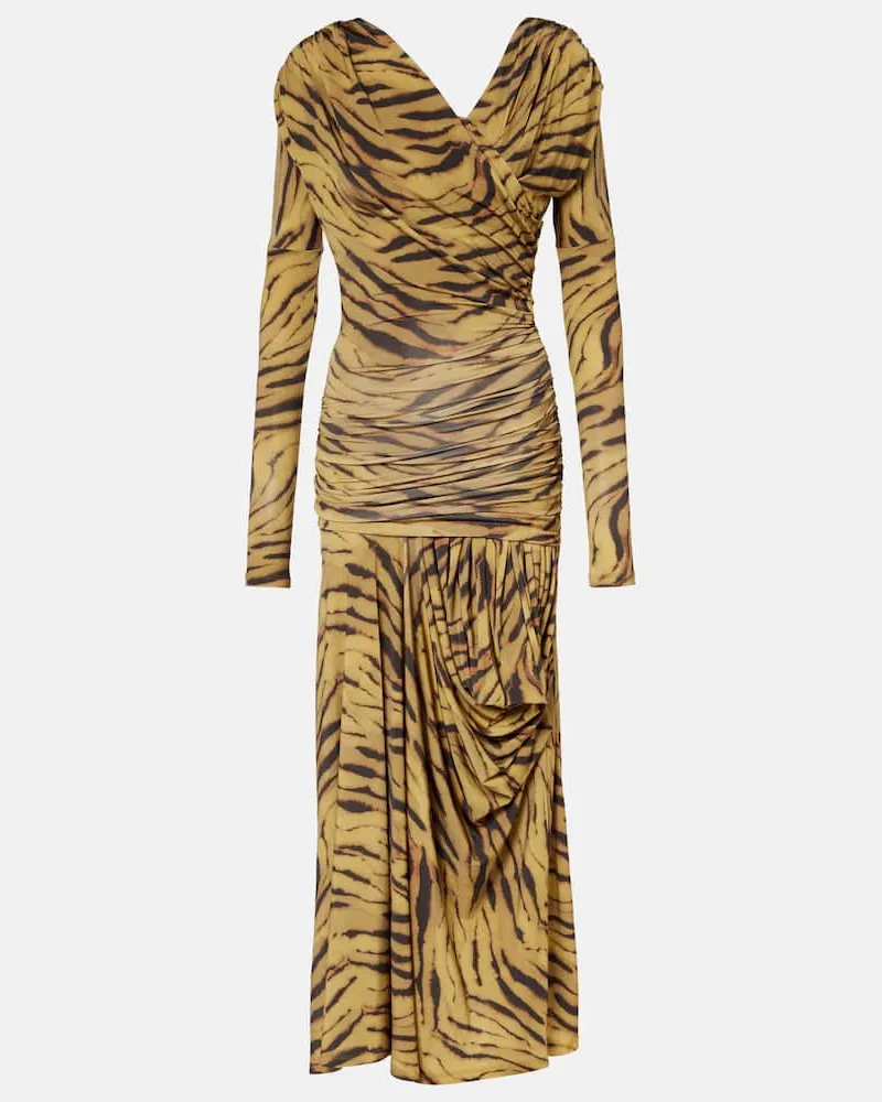 Ganni Bedrucktes Maxikleid Beige