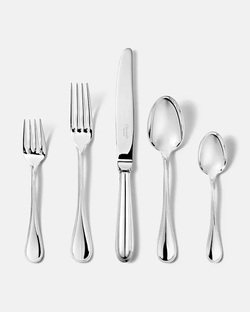 Christofle Besteckset Perles, 5-teilig, versilbert Silber
