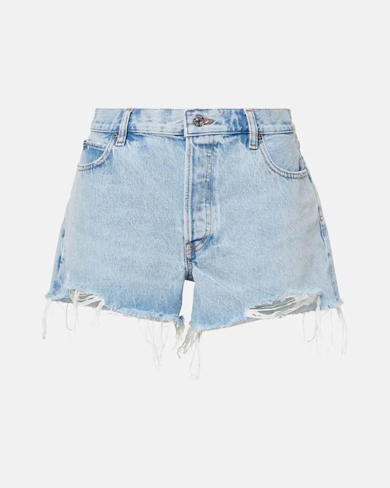 Frame Denim Mid-Rise Jeansshorts The Hang Blau