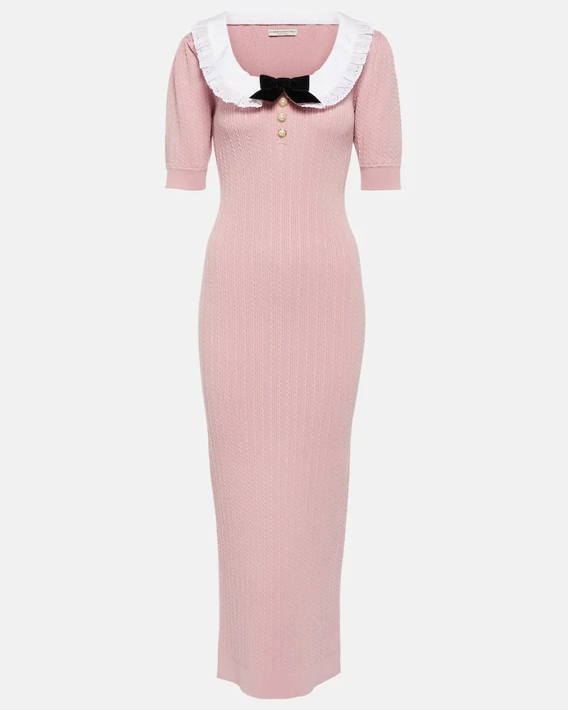 Alessandra Rich Midikleid aus einem Baumwollgemisch Rosa