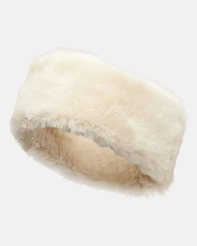 Totême Stirnband aus Shearling Weiß