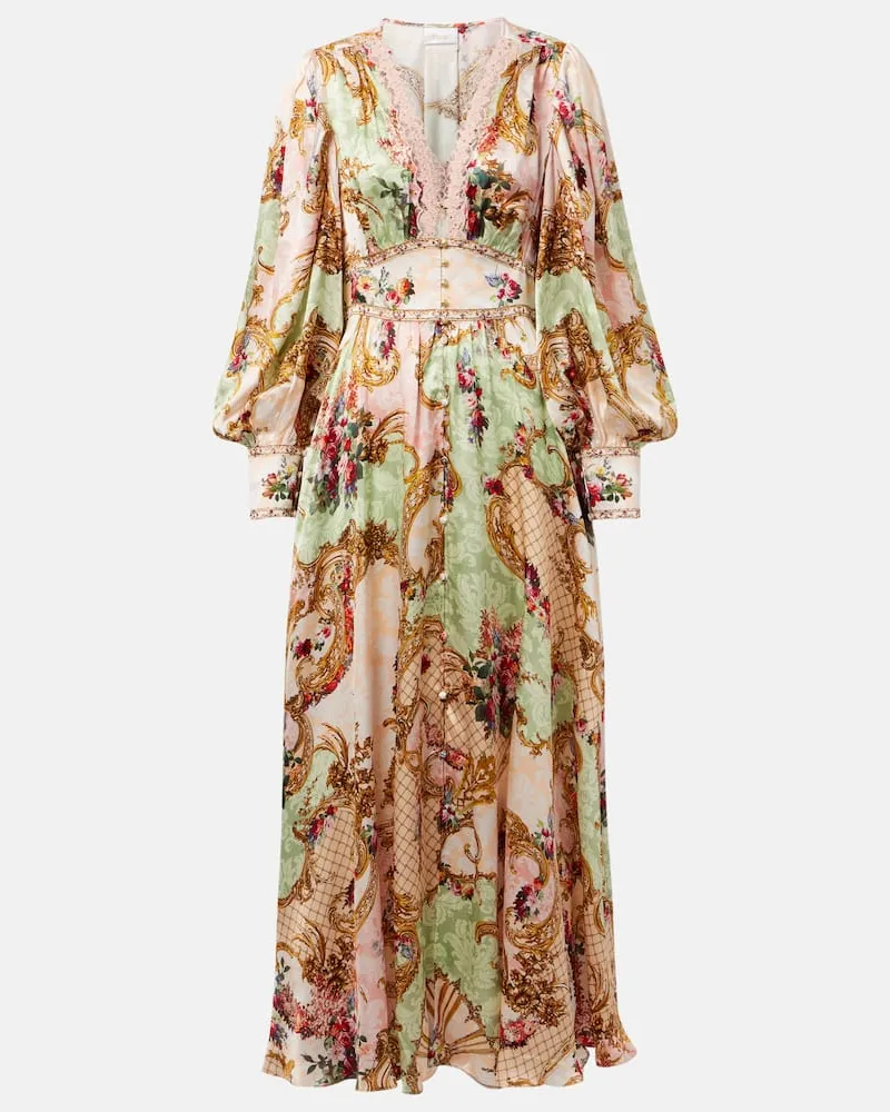 Camilla Maxikleid aus Seide mit Kristallen Multicolor
