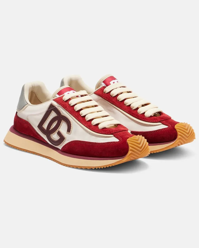 Dolce & Gabbana Sneakers DG Cushion mit Veloursleder Burgunderrot