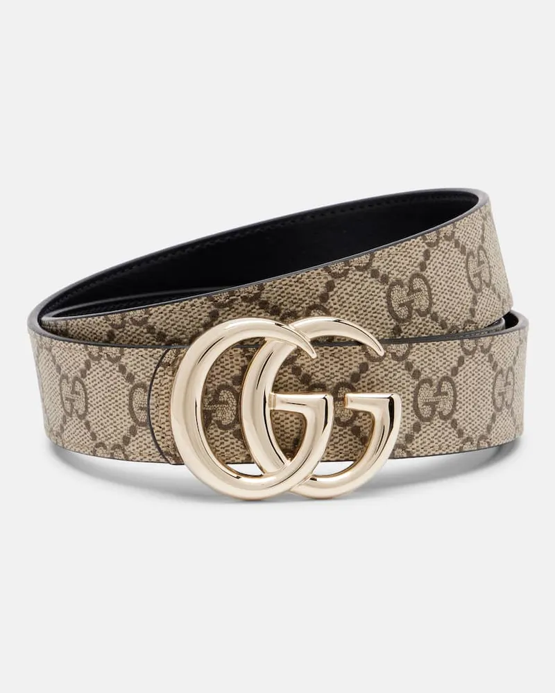 Gucci Wendbarer Gürtel GG aus Leder Beige