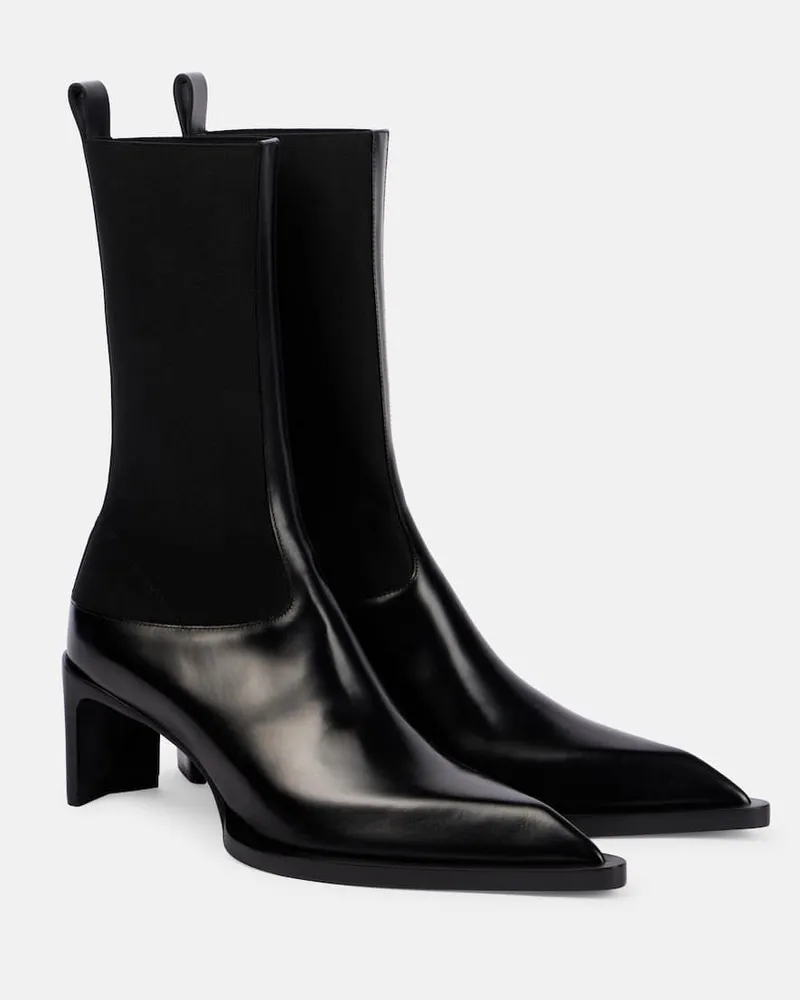 Jil Sander Ankle Boots aus Leder Schwarz