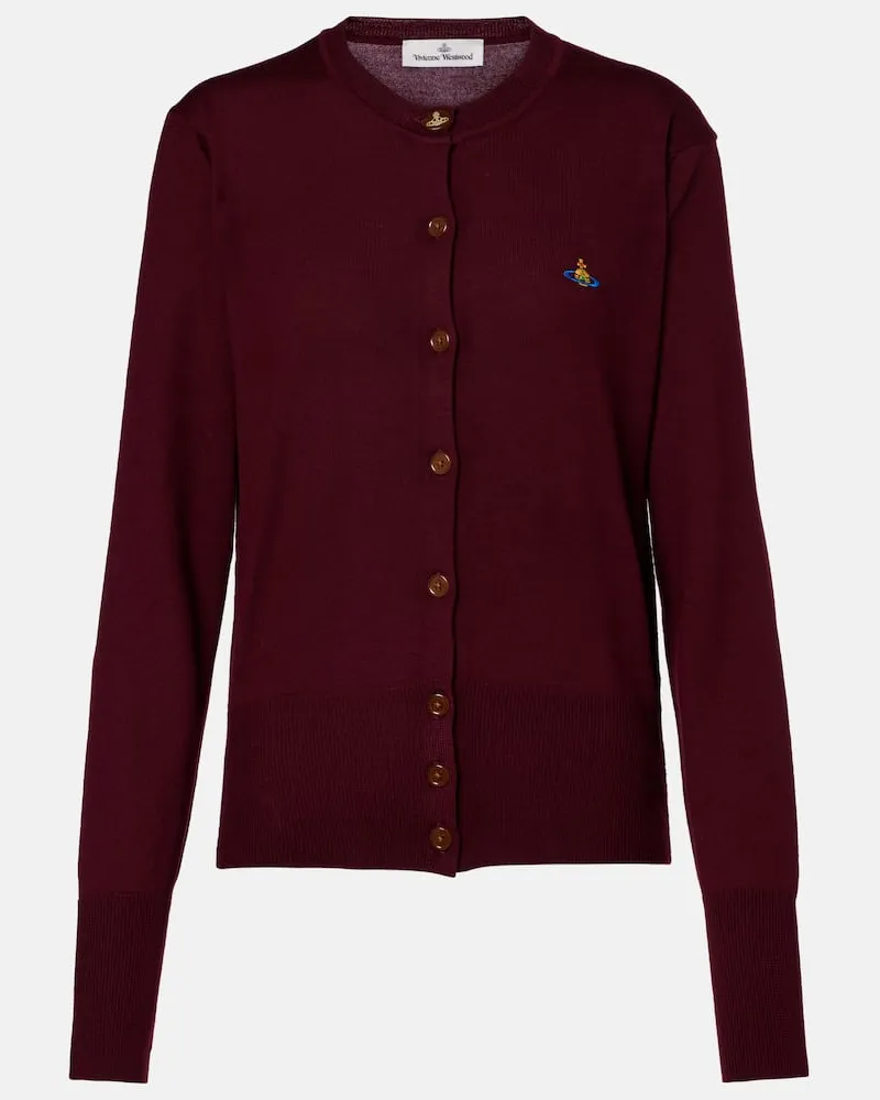 Vivienne Westwood Cardigan Bea Orb aus Schurwolle Burgunderrot