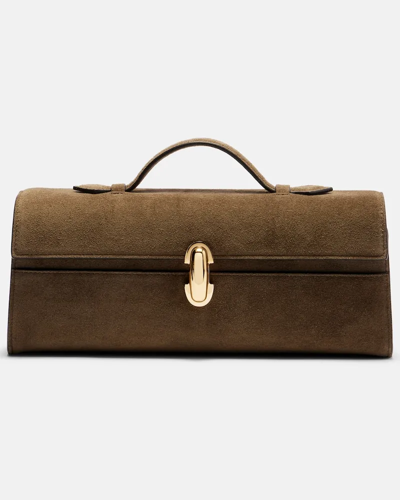 SAVETTE Tote Bag Slim Symmetry aus Veloursleder Grün