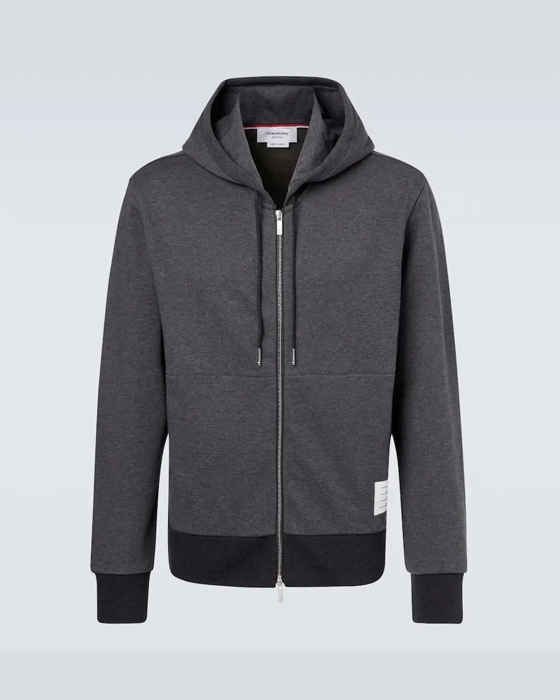 Thom Browne Kapuzenjacke 4-Bar aus Baumwoll-Jersey Grau