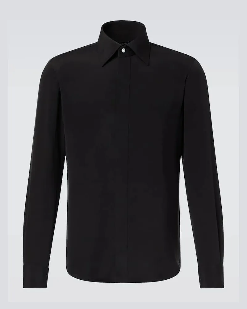 Thom Sweeney Hemd aus Seide Schwarz