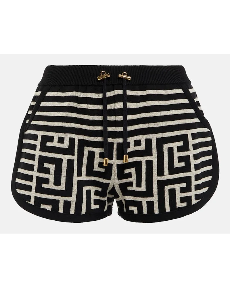 Balmain Shorts Monogram aus einem Wollgemisch Multicolor