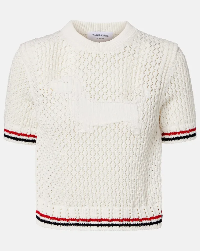 Thom Browne Pullover aus Baumwoll-Jacquard Weiß