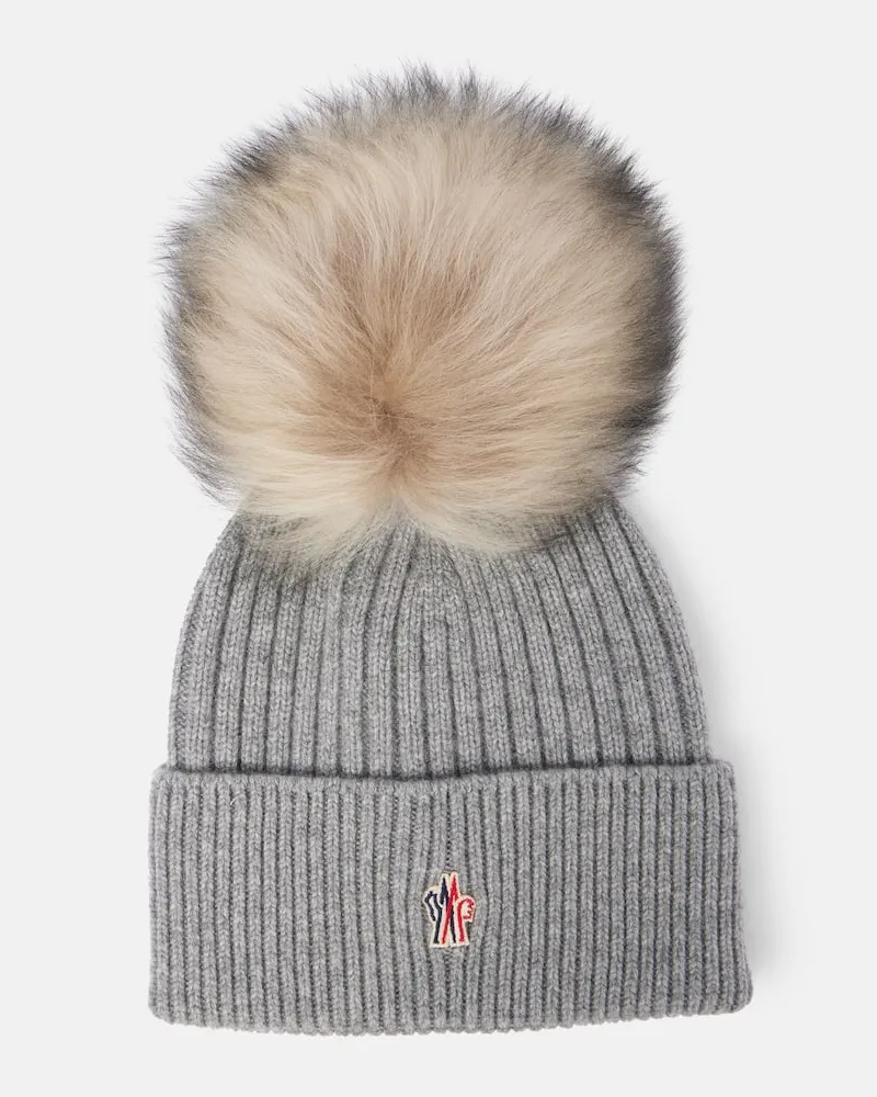 Moncler Muetze aus Kaschmir mit Shearling Grau