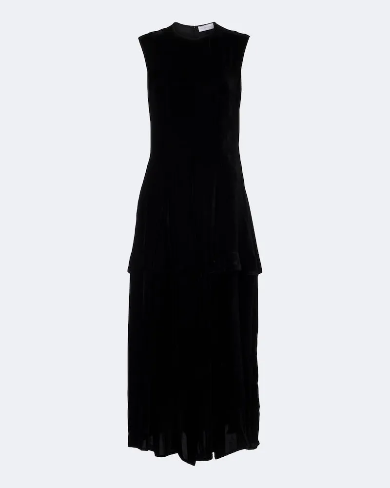Stella McCartney Midikleid aus Samt Schwarz
