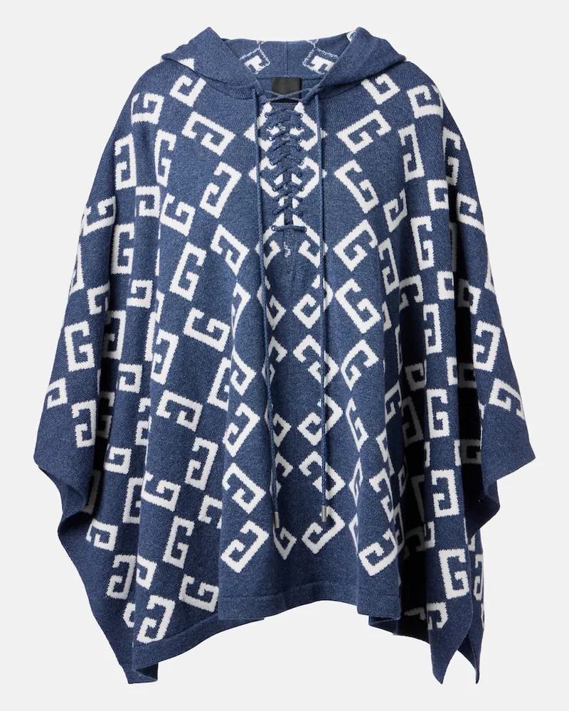 Givenchy Poncho Monogram 72 aus Jacquard Blau