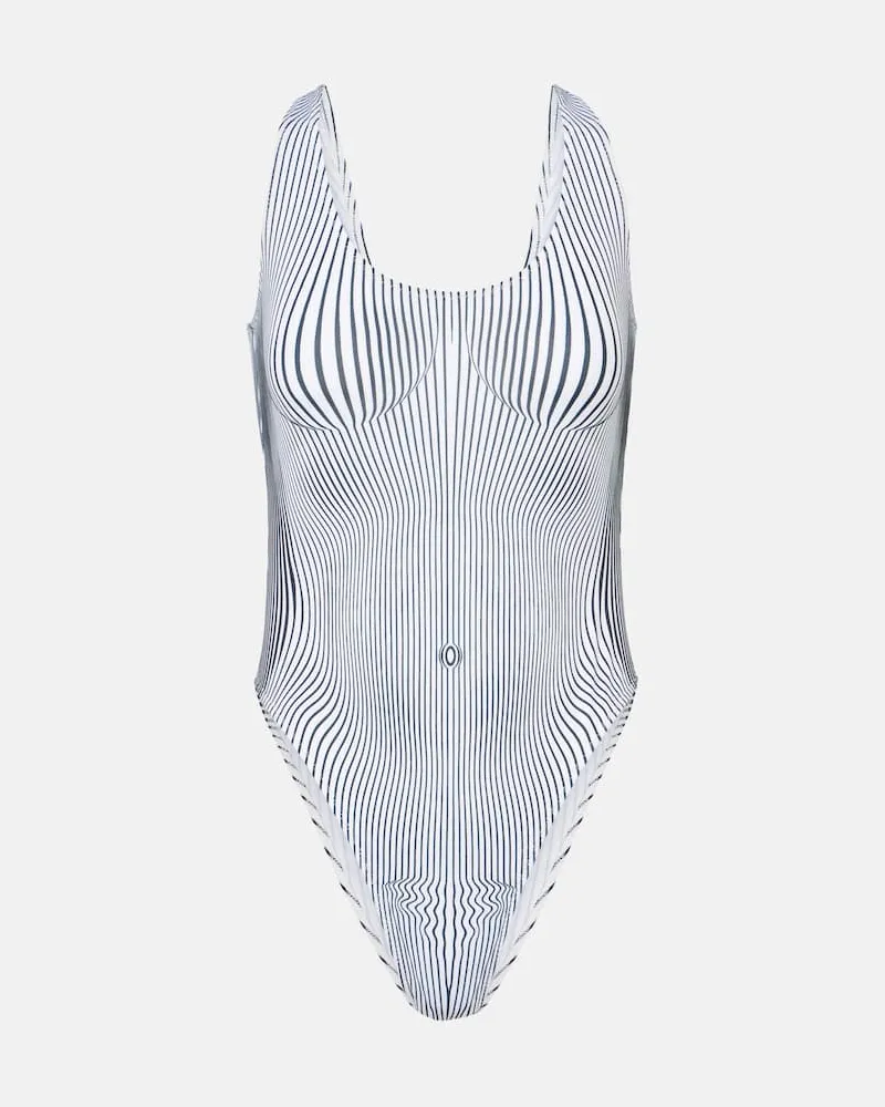 Jean Paul Gaultier Badeanzug Pinstripe Body Morphing Weiß