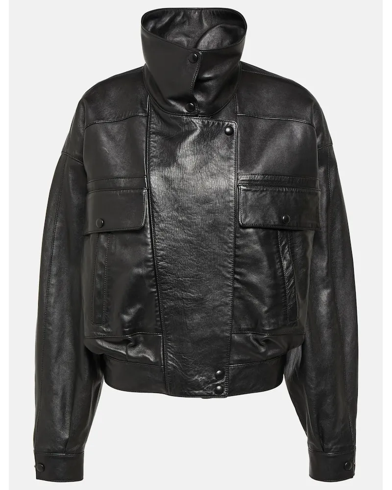 Saint Laurent Bomberjacke aus Leder Schwarz