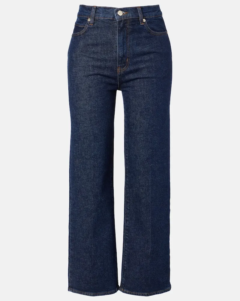 Frame Denim High-Rise Wide-Leg Cropped Jeans Blau