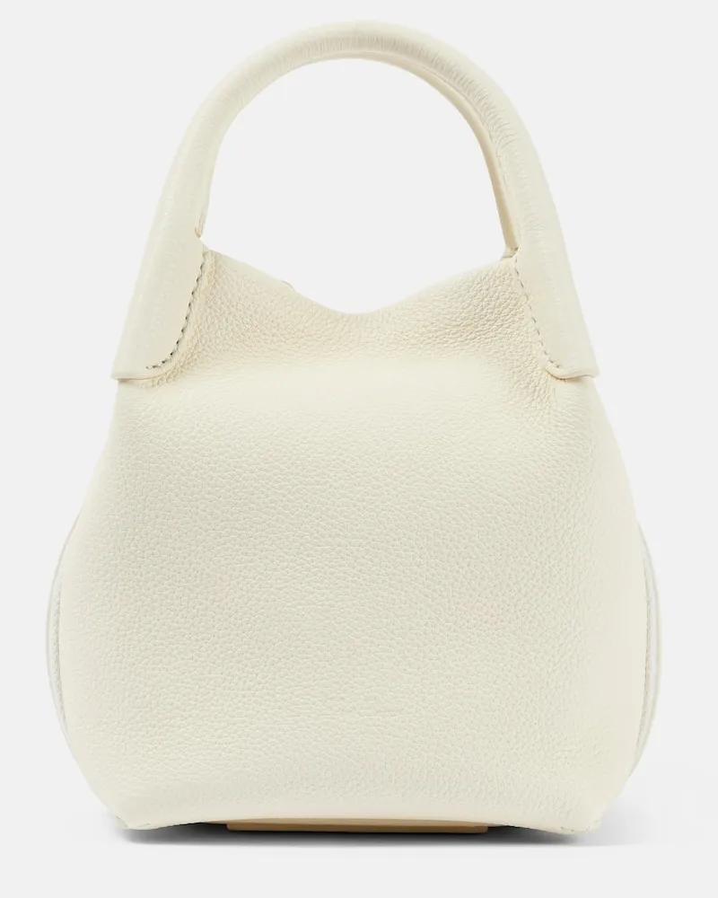 Loro Piana Tote Bale Micro aus Leder Weiß