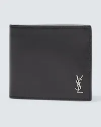 Saint Laurent Portemonnaie Cassandre aus Leder Schwarz