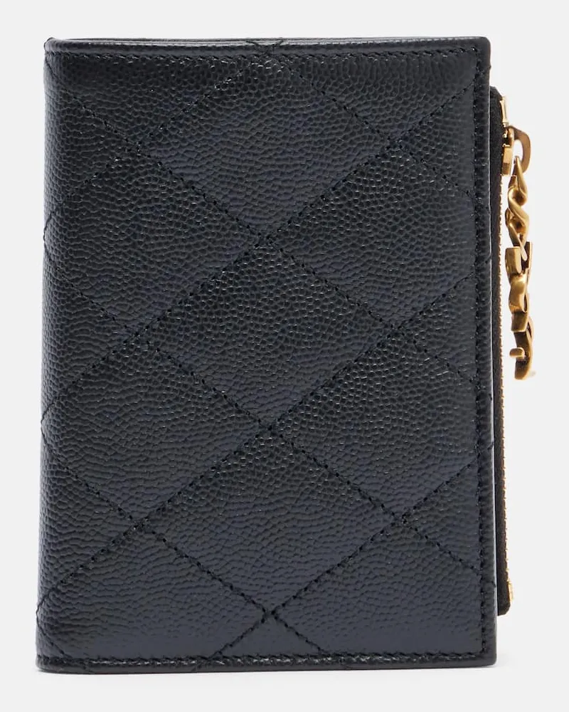 Saint Laurent Portemonnaie Cassandre Bijou aus Leder Schwarz