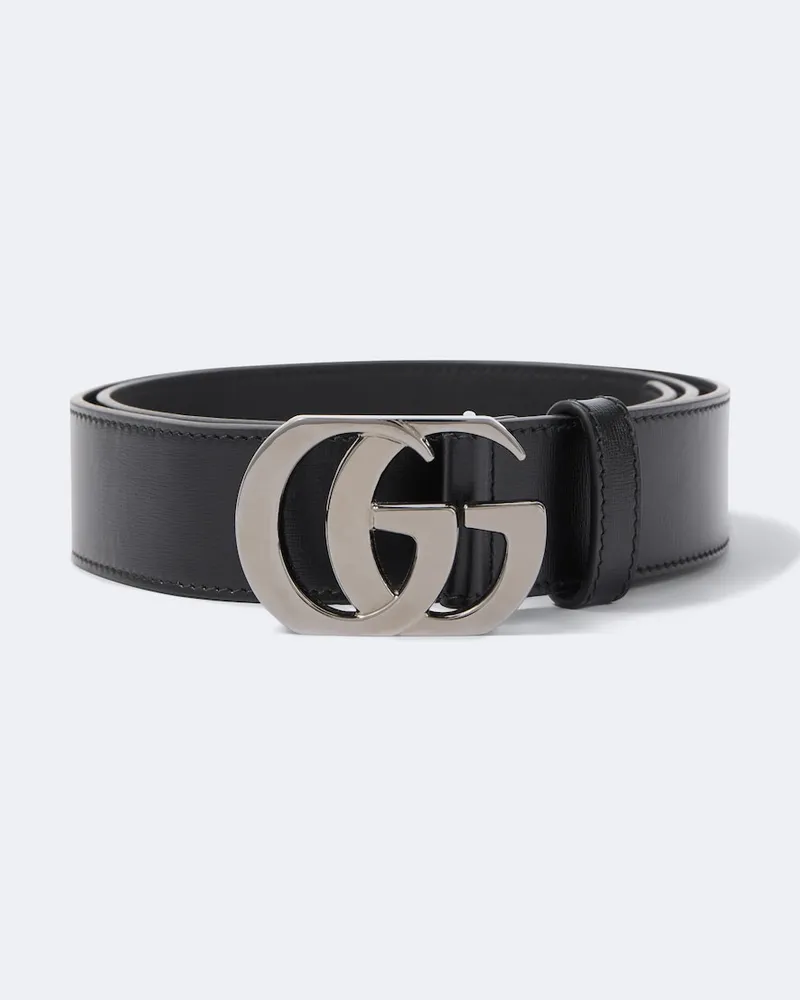 Gucci Gürtel Cut Double G Marmont aus Leder Schwarz