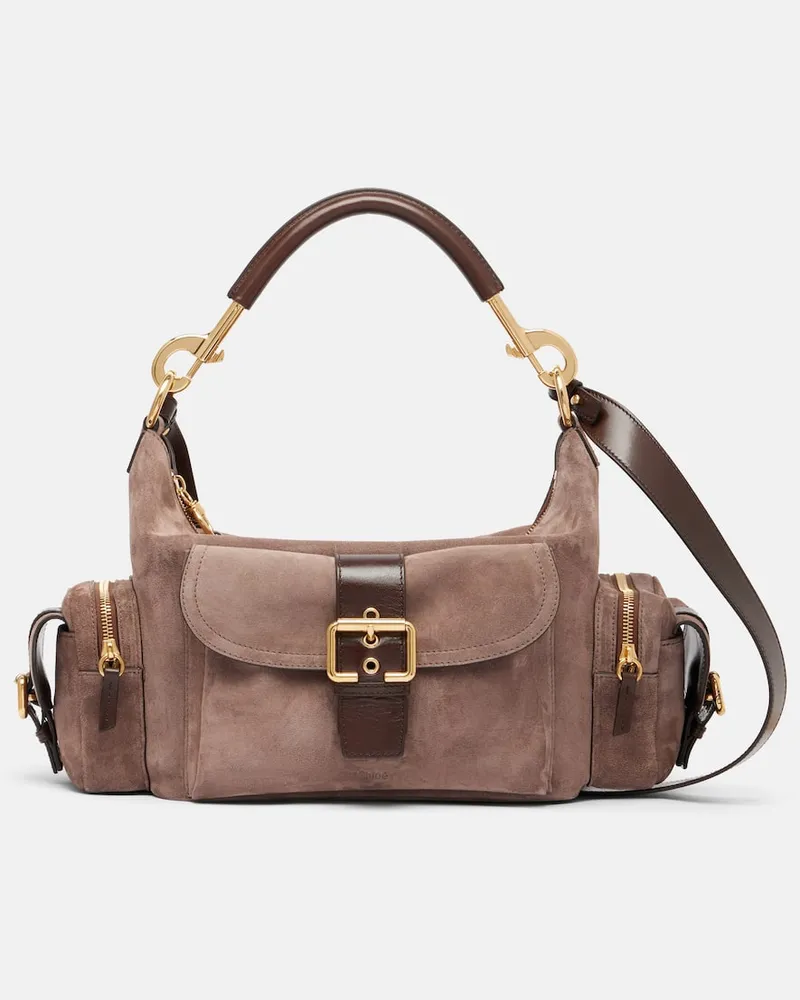 Chloé Chloé Schultertasche aus Veloursleder Beige