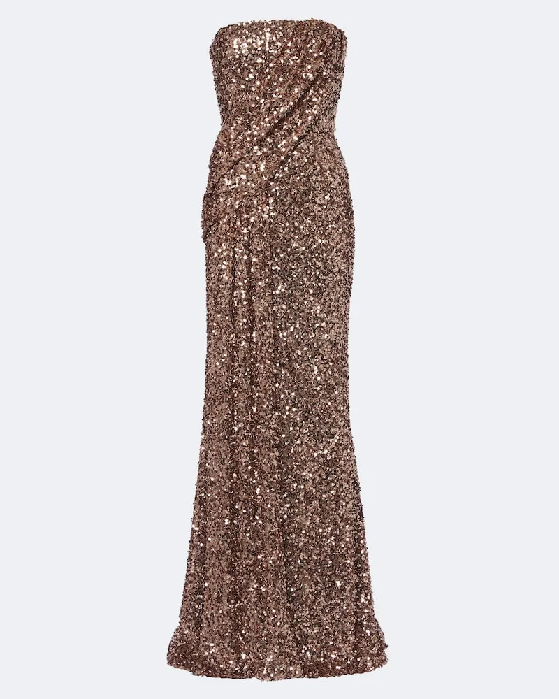 Elie Saab Verzierte trägerlose Bustier-Robe Rosa