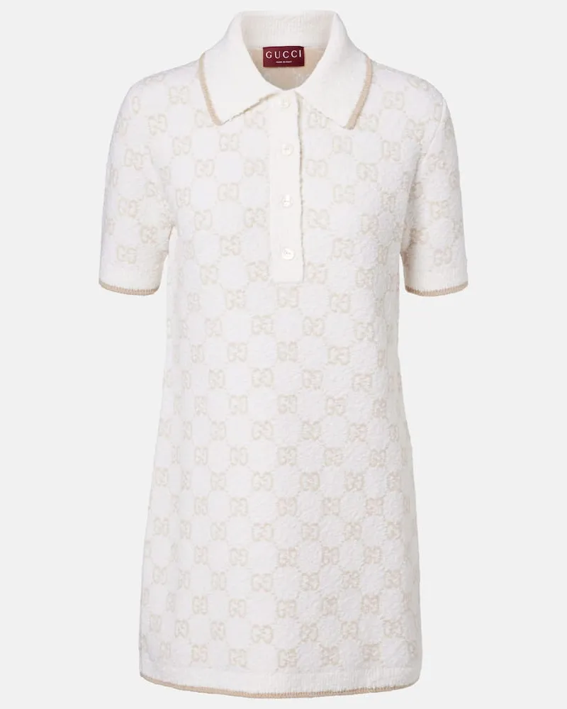 Gucci Polokleid GG aus einem Wollgemisch Weiß