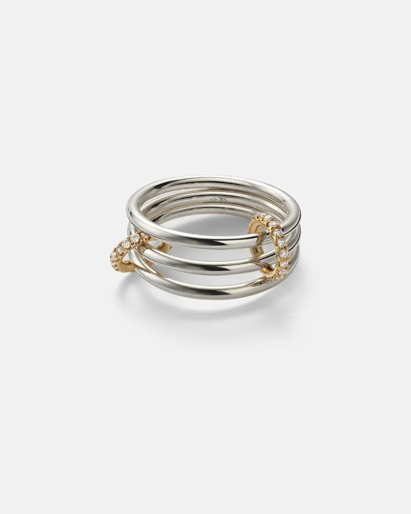 Spinelli Kilcollin Ring Solarium aus Sterlingsilber mit 18kt Gelbgold und Diamanten Silber