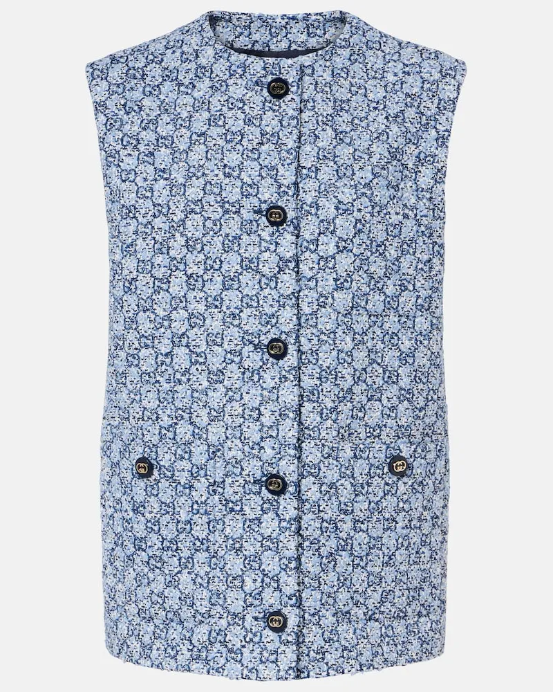 Gucci Weste GG aus Tweed Blau