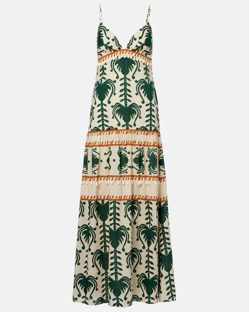 Johanna Ortiz Maxikleid Keeper aus Baumwollpopeline Grün