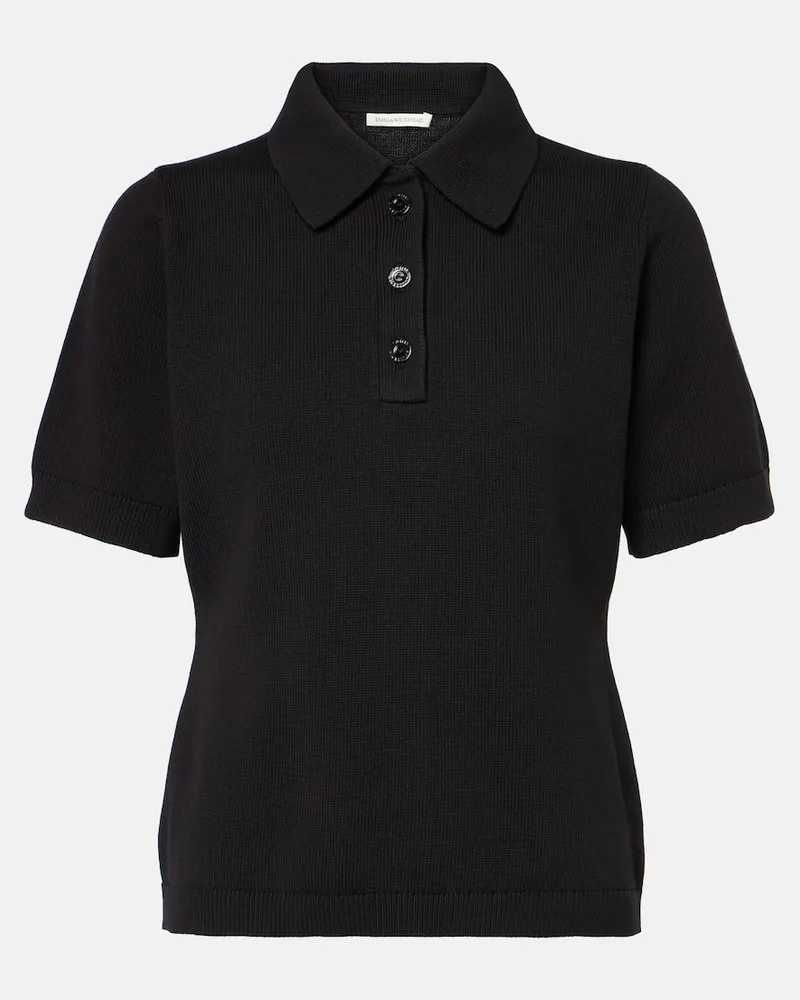 EMILIA WICKSTEAD Polohemd Fairlie aus Baumwoll-Jersey Schwarz