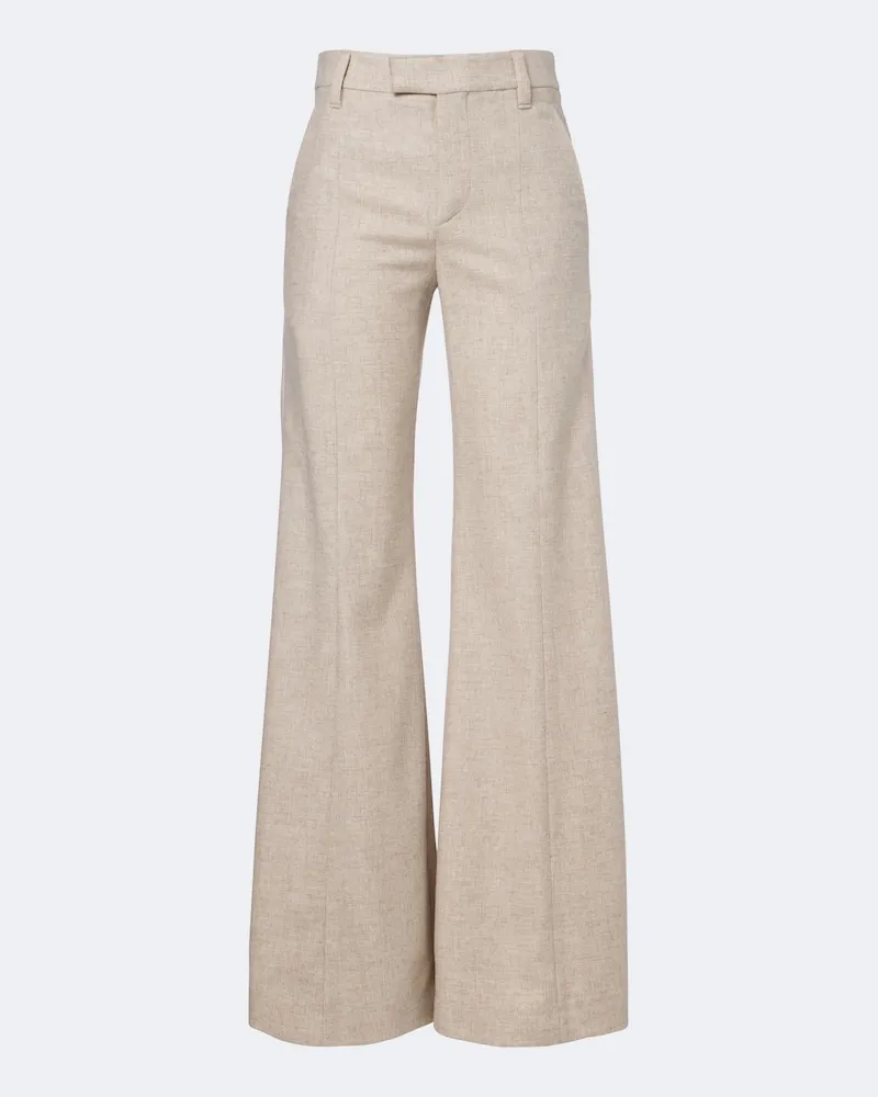 Brunello Cucinelli Weite Hose aus Wolle und Kaschmir Beige