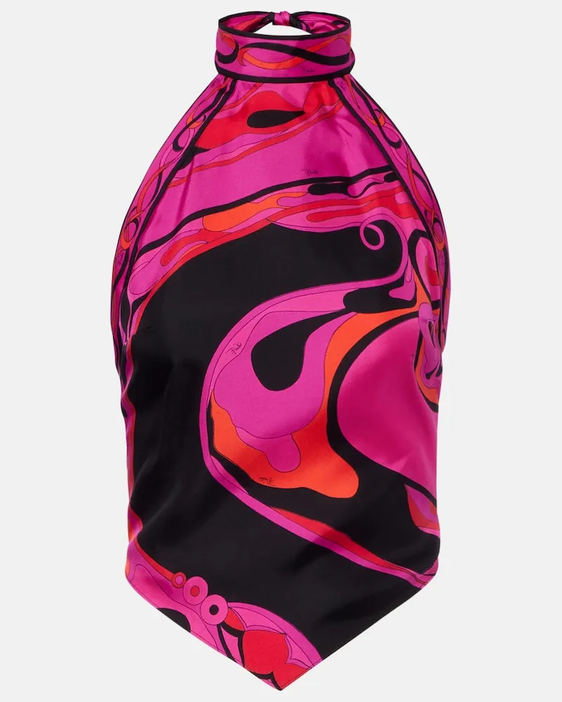 Emilio Pucci Top Iride aus Seiden-Twill Multicolor