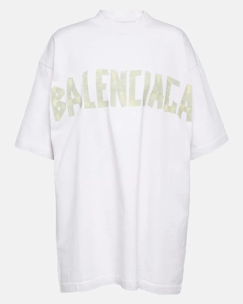 Balenciaga T-Shirt Tape Type aus Baumwoll-Jersey Weiß