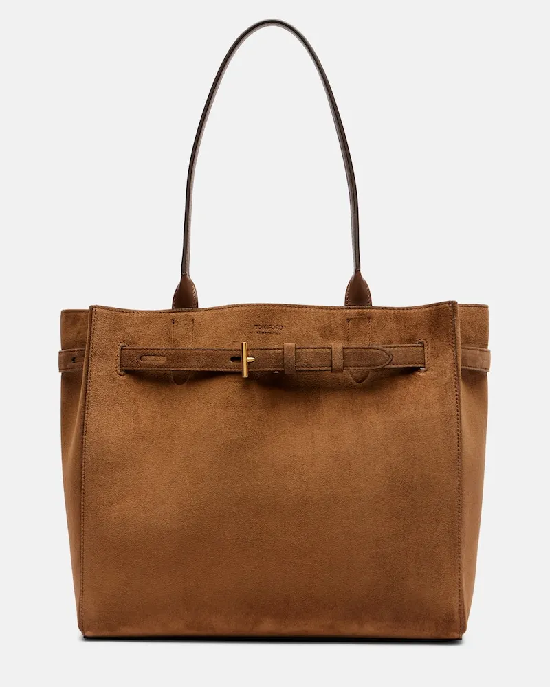 Tom Ford Tote Bag Audrey Medium aus Veloursleder Braun