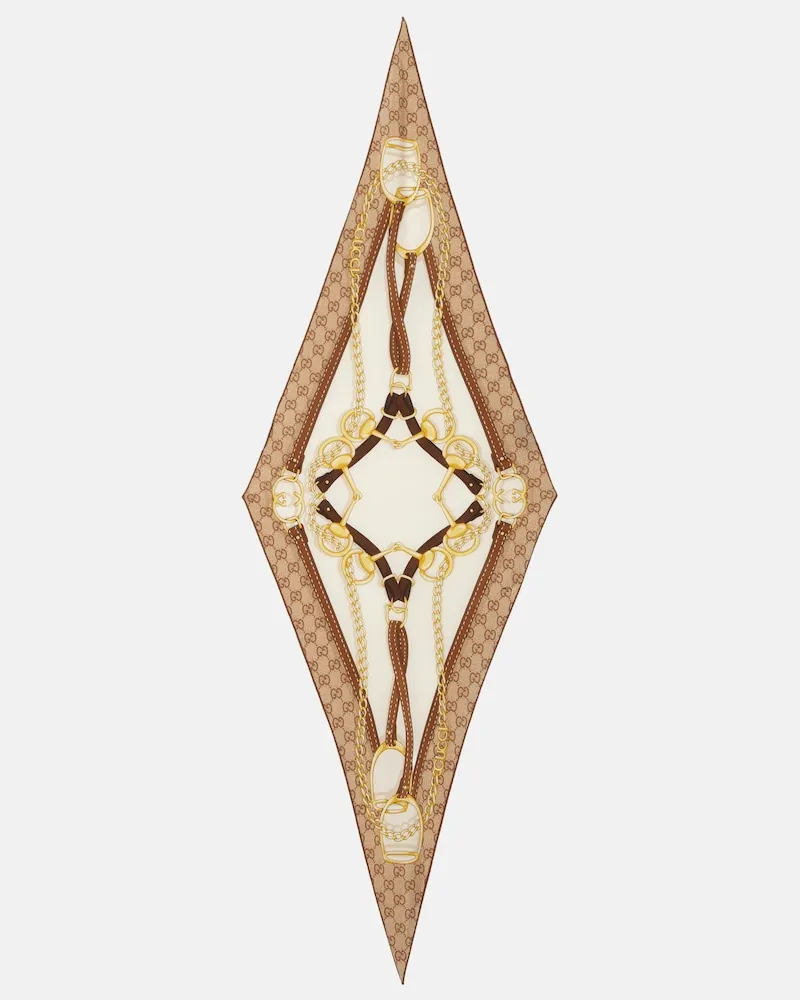 Gucci Wendbares Tuch GG aus Seiden-Twill Braun