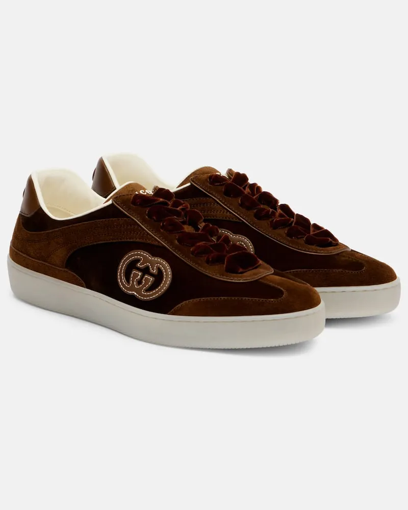 Gucci Sneakers G75 aus Veloursleder Braun