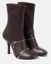 Burberry Ankle Boots Peep aus Leder Rot