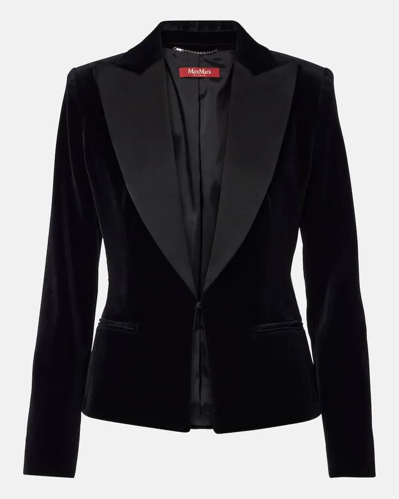 Max Mara Blazer Eolie aus Baumwollsamt Schwarz