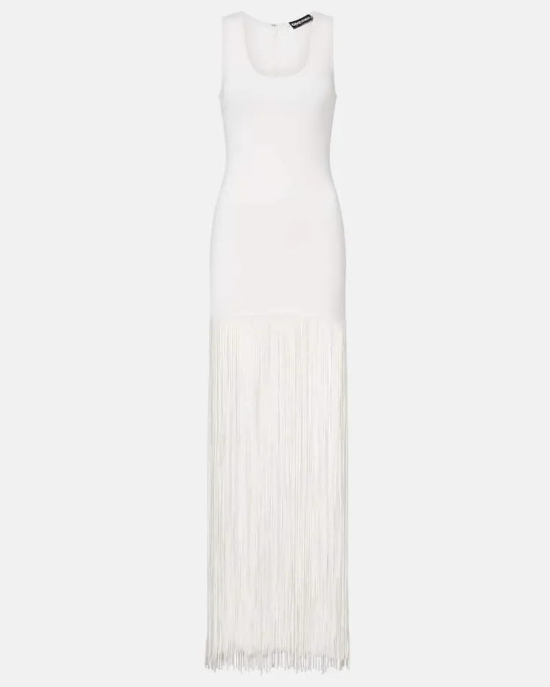 David Koma Maxikleid aus Rippstrick Weiß