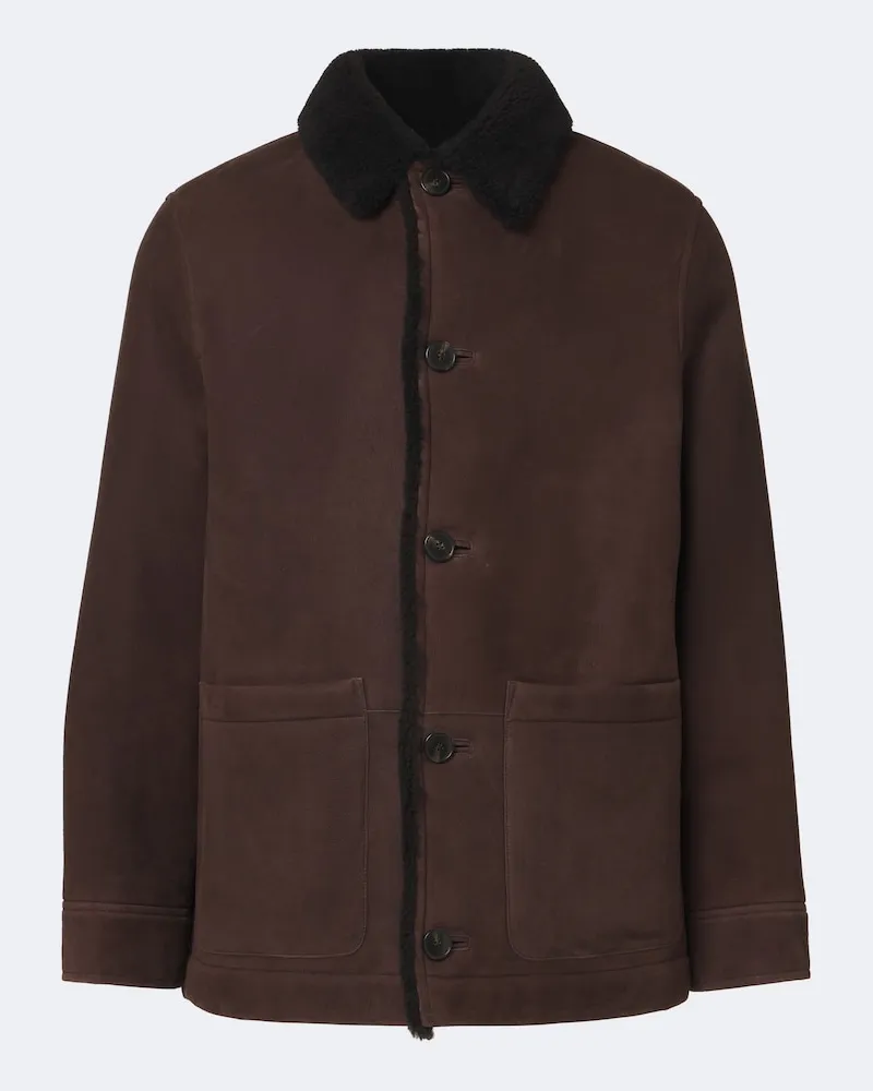 Yves Salomon Jacke aus Veloursleder mit Shearling Braun