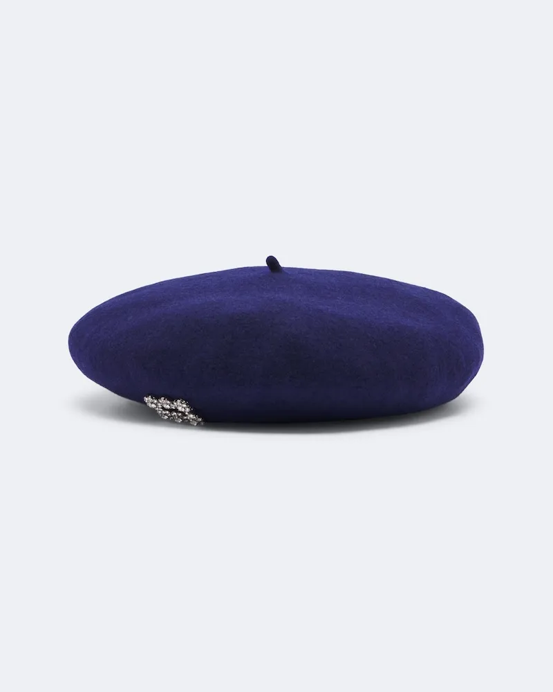 Roger Vivier Baskenmütze aus Wolle mit Kristallen Blau