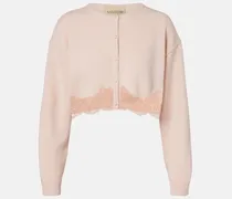 Cropped-Cardigan aus Schurwolle mit Spitze