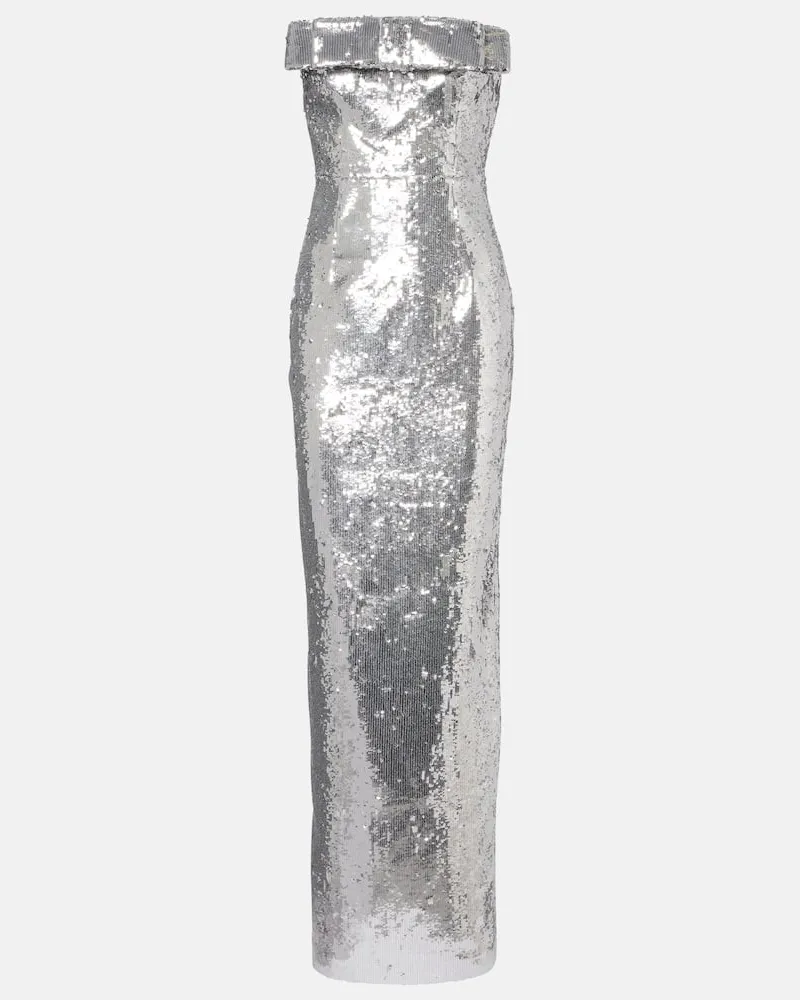 The New Arrivals Ilkyaz Ozel Robe Sisu mit Pailletten Silber