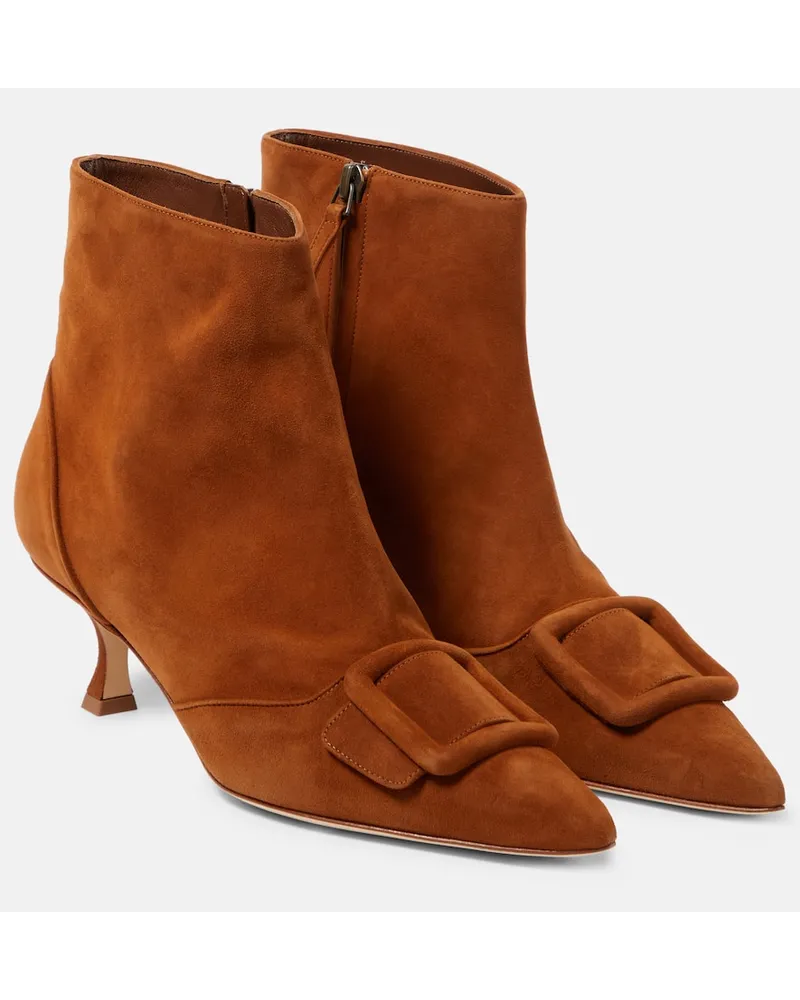 Manolo Blahnik Ankle Boots Baylow aus Veloursleder Braun