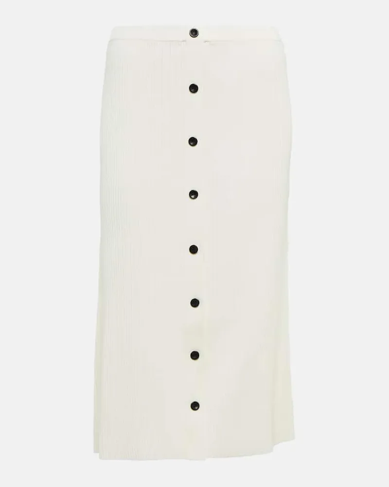 Proenza Schouler High-Rise-Midirock aus Rippstrick Weiß