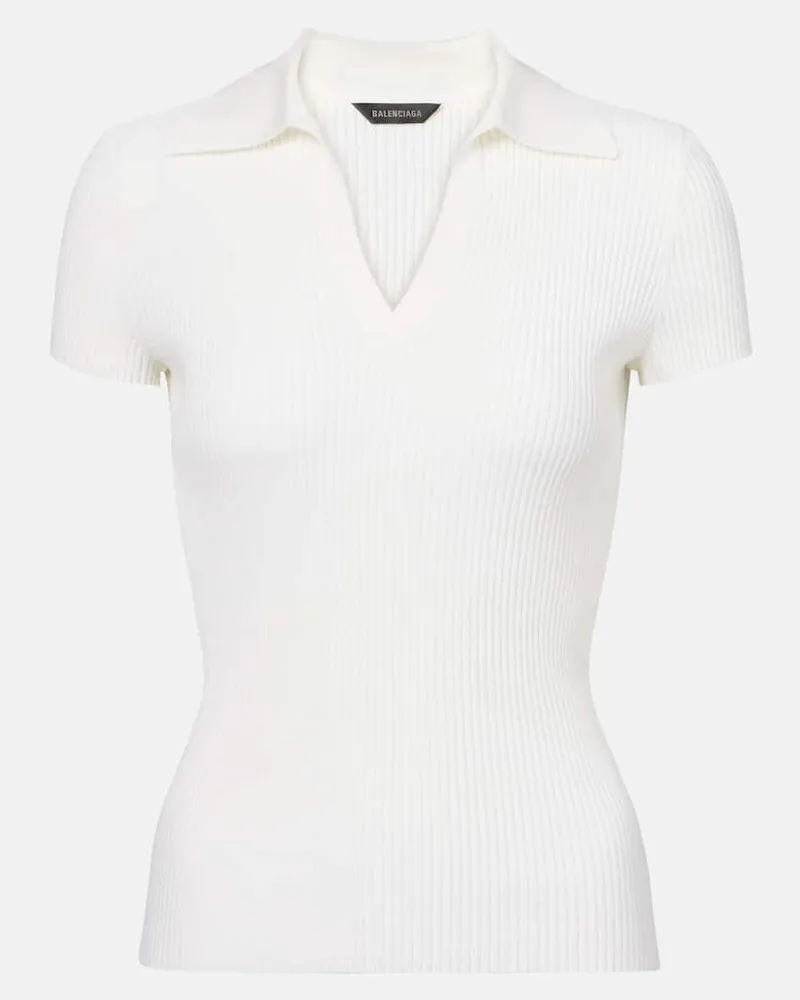 Balenciaga Polopullover aus einem Wollgemisch Weiß