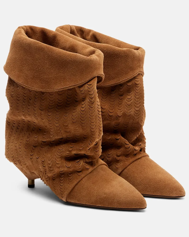 Isabel Marant Ankle Boots Edrik 45 aus Veloursleder Beige