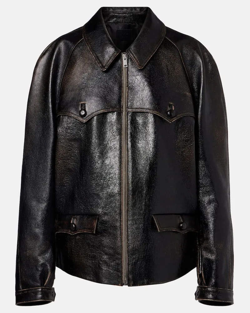 Prada Lederjacke Schwarz
